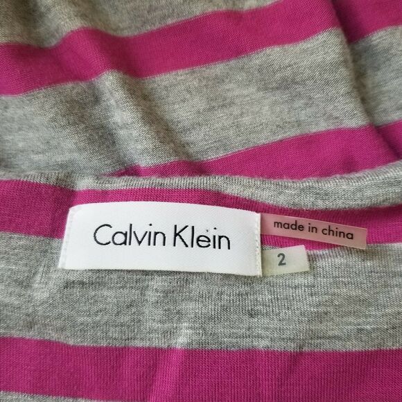 Calvin Klein Gray Fuchsia Stripe Dress Stretch Knit Women - Size 2 - Picture 6 of 6